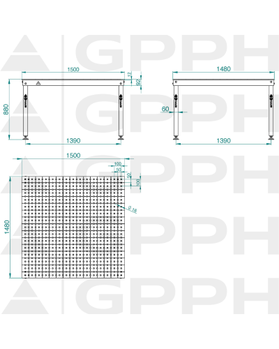 Stół Spawalniczy BASIC 12mm - 1500x1480mm