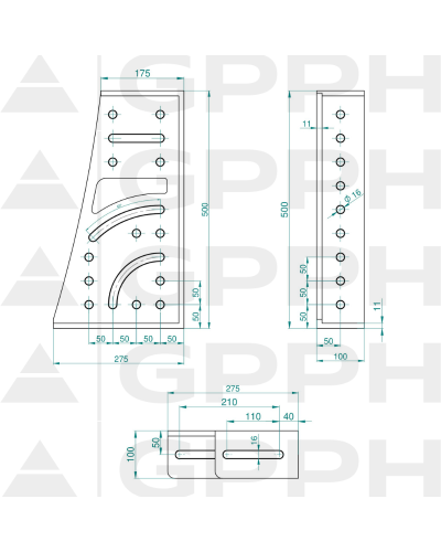 Kątownik 275x500x175x100mm