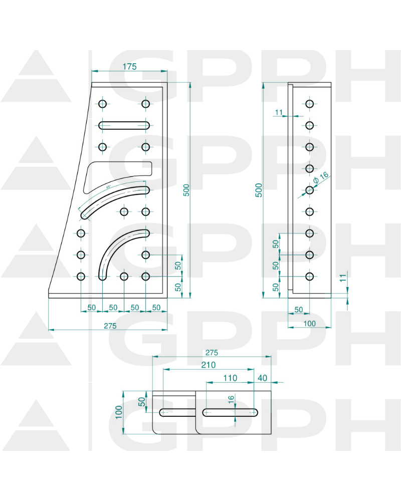 Kątownik 275x500x175x100mm