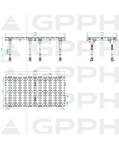 Modułowy stół spawalniczy podwójny 2400x1200 mm - GPPH Group