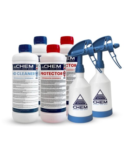 Zestaw preparatów chemicznych 2x HD Cleaner 2x Protector 2x Spryskiwacz GPPH CHEM