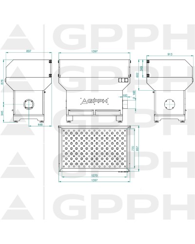 Stanowisko szlifiersko-spawalnicze 1270x770mm - podstawa z osłonami