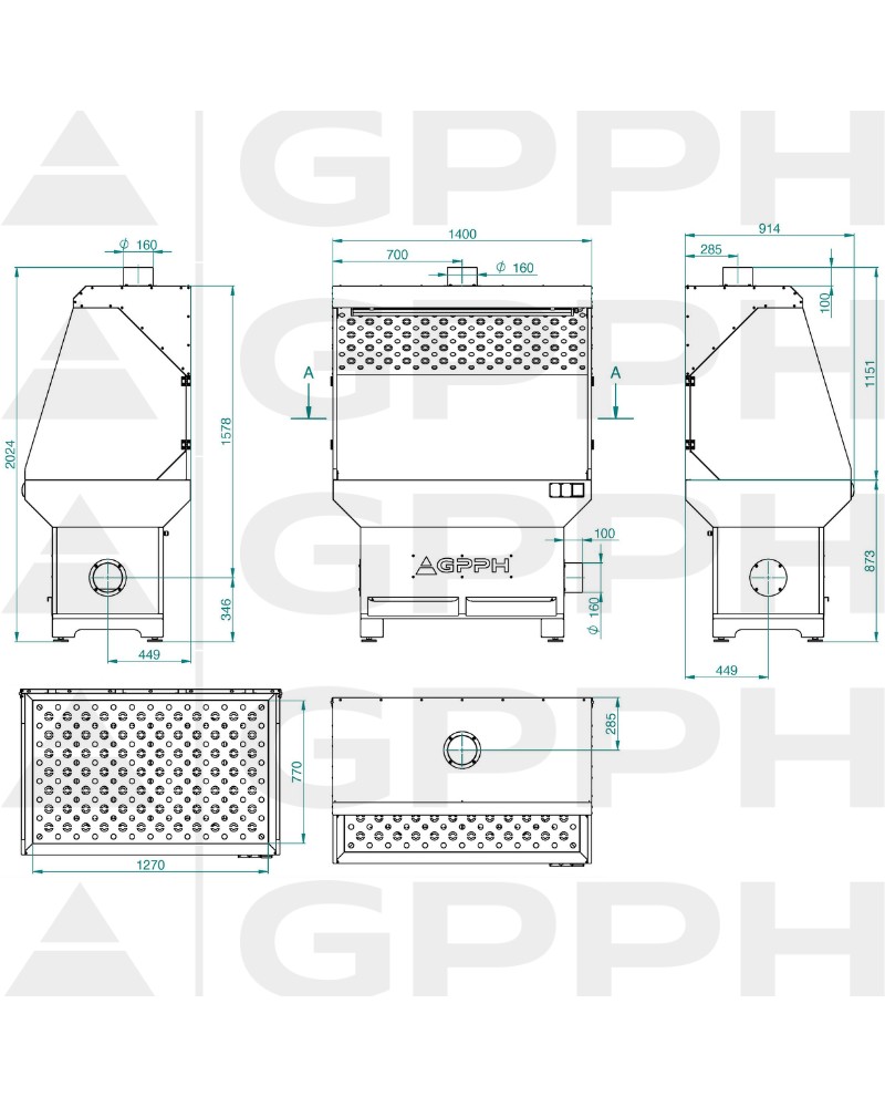 Stanowisko szlifiersko-spawalnicze 1270x770mm - podstawa z odciągiem