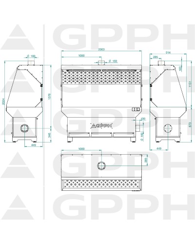 Stanowisko szlifiersko-spawalnicze 1870x770mm - podstawa z odciągiem